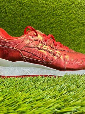 Asics Gel-Lyte III Womens Size 6 Red White Athletic Leather Shoes Sneakers